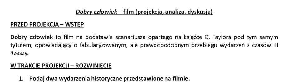 Dobry człowiek - film, karta pracy