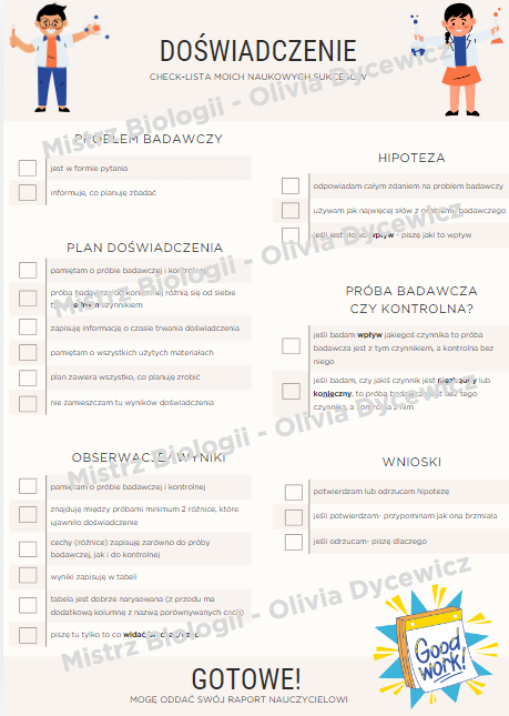 Check-lista z doświadczenia