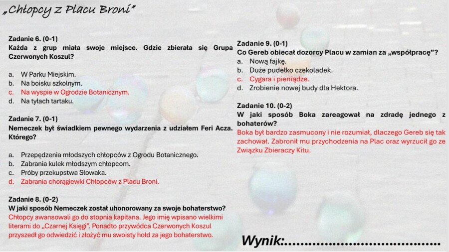 Zestaw lekturowy "Chłopcy z Placu Broni"