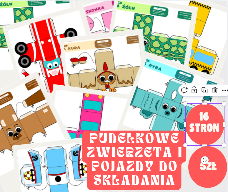 Pudełka zwierzęta i auta