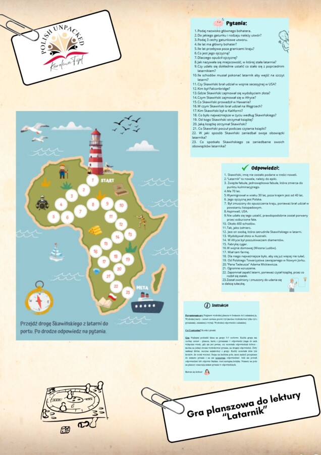 Gra planszowa "Latarnik", grywalizacja, powtórka przed egzaminem ósmoklasisty