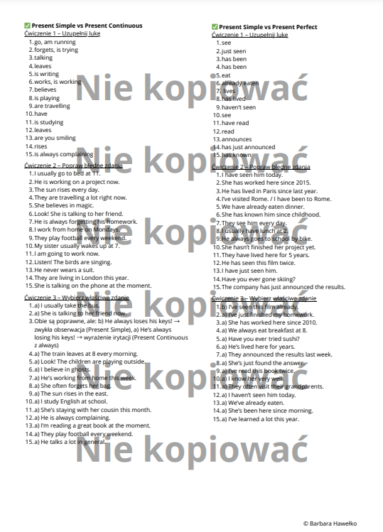 Karta Pracy Master the Tenses - Present Simple v. Continuous v. Perfect B1/B2