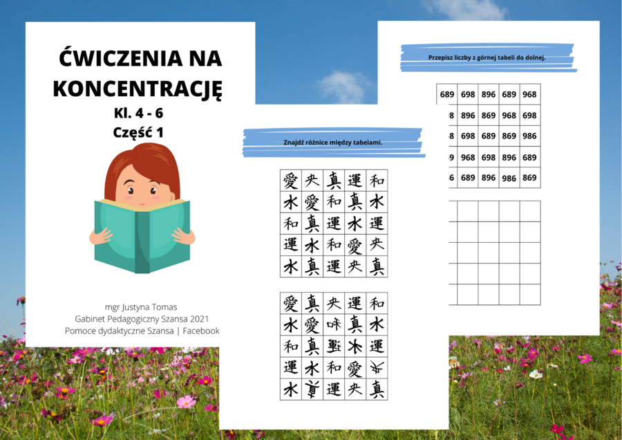 Ćwiczenia na koncentrację kl. 4 – 6 cz. 1