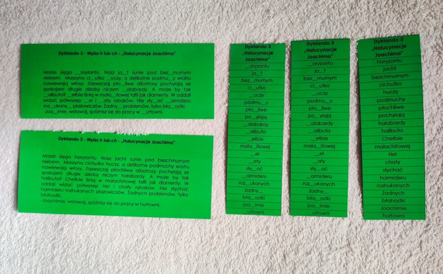 Dyktanda - zestaw 4 dyktand z różnymi trudnościami