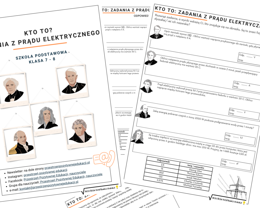 Zadania z prądu elektrycznego (znani fizycy: klasa 8)