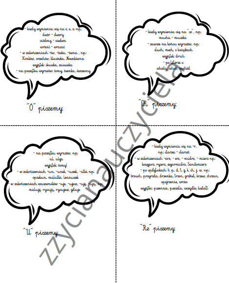 Ortografia: krzyżówki, wykreślanki, labirynty.