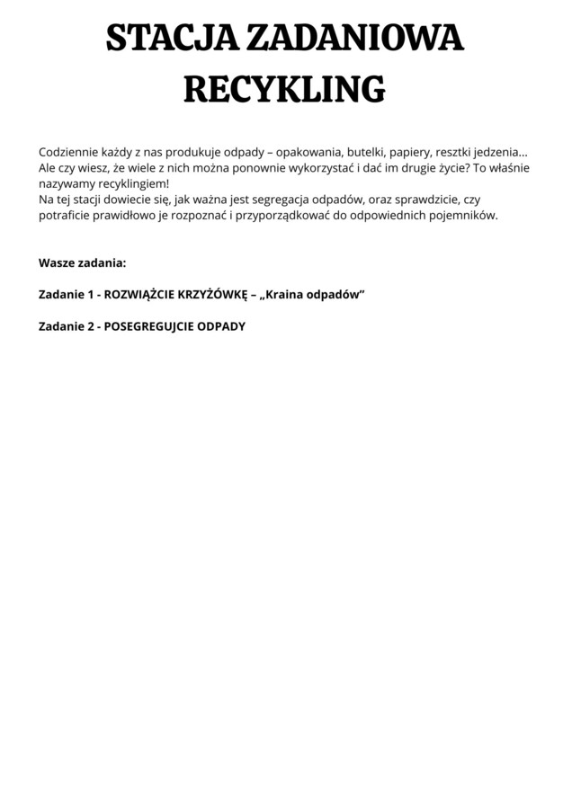 Gra terenowa - stacje zadaniowe - DZIEŃ ZIEMI