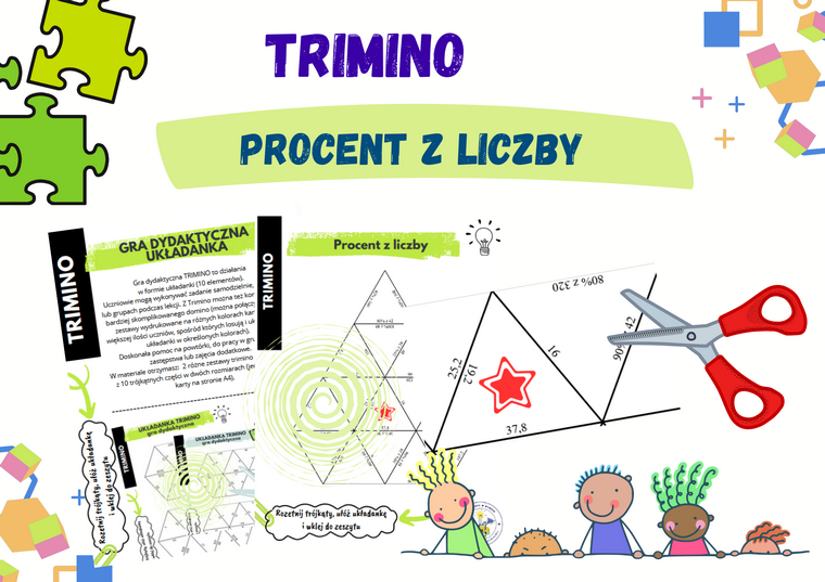 Procent z liczby – układanka trimino w dwóch wersjach