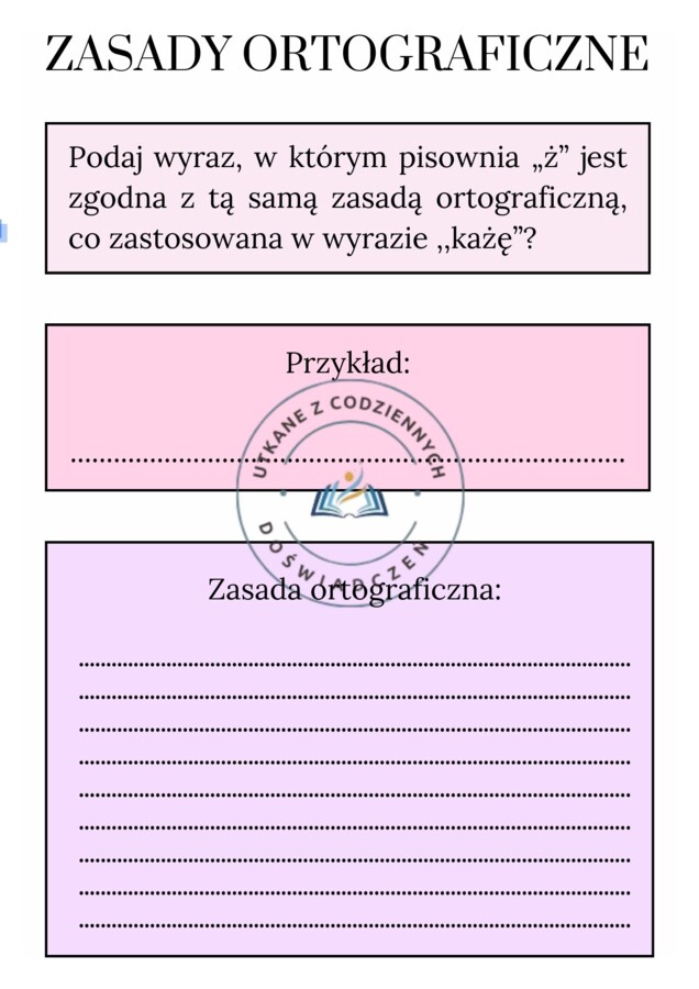 Zasady ortograficzne: zadania na wzór egzaminacyjnych (ó, u, rz, ż)