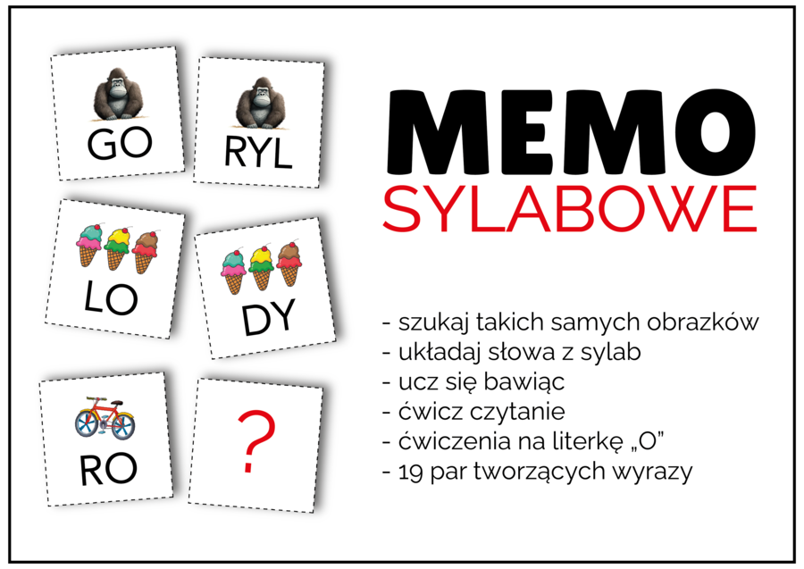 MEMO Sylabowe – 19 par tworzących wyrazy z literką „O”