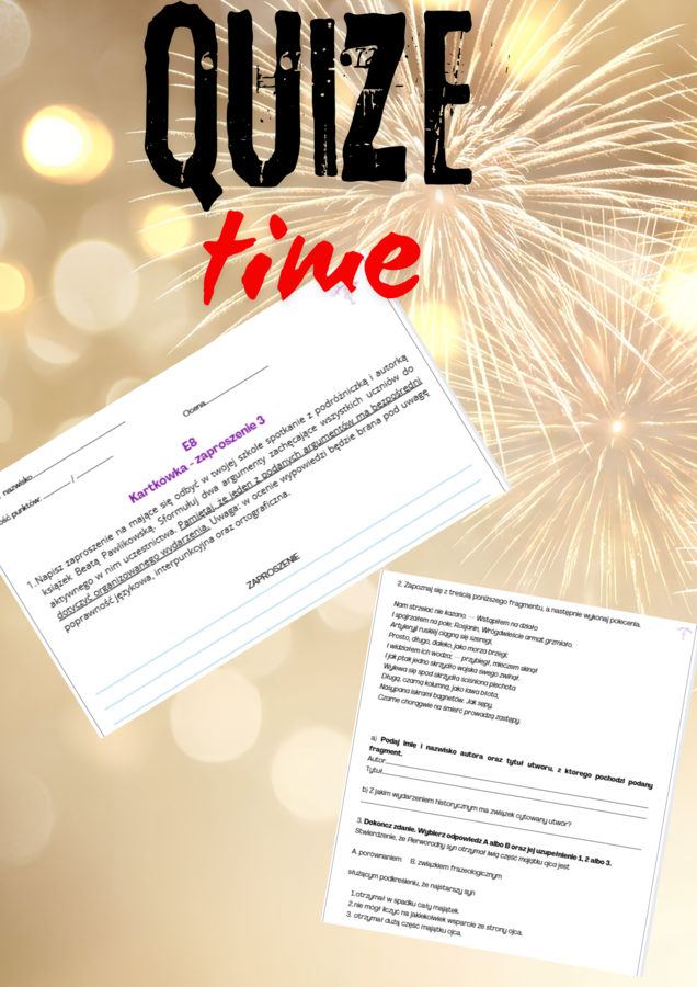 Zaproszenie 3 - kartkówka, egzamin ósmoklasisty