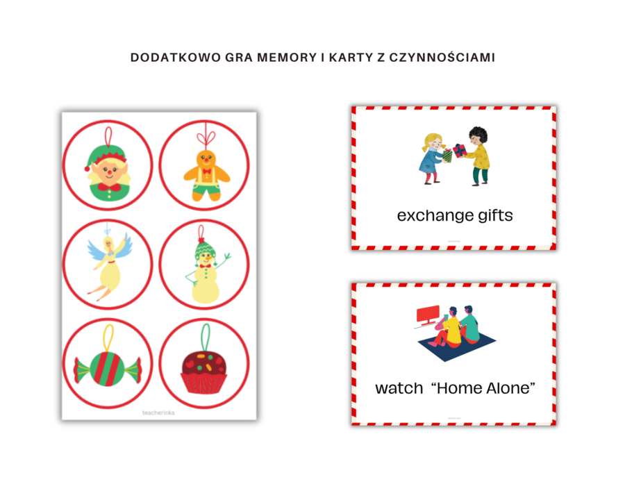 Christmas MegaPack - Ćwiczenia i gry na poznanie, utrwalenie słownictwa i zwrotów, Boże Narodzenie, Krzyżówka, Wykreślanka, Memory, Karty obrazkowe z podpisami