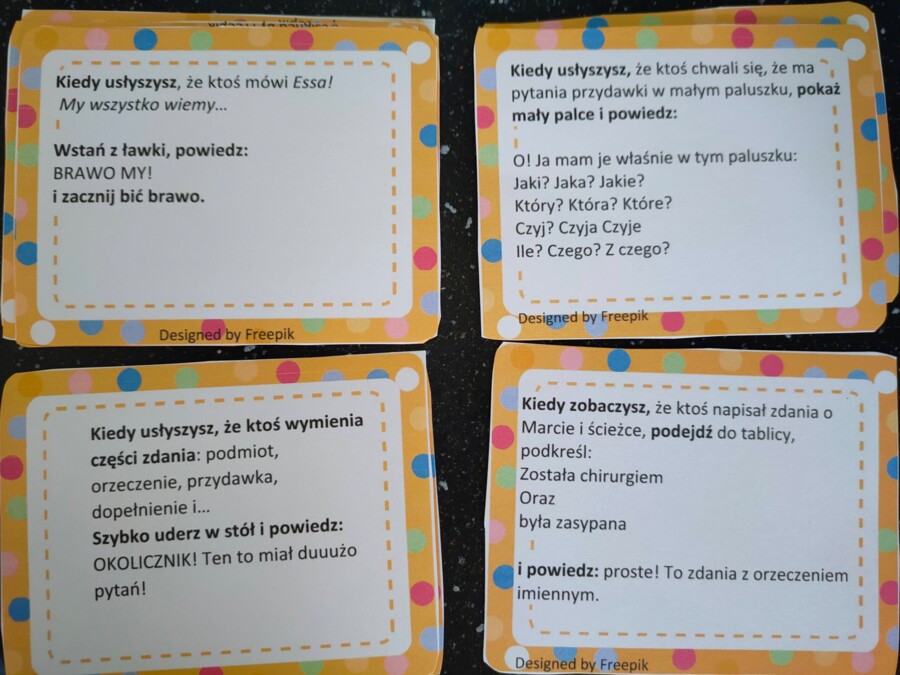 Test na uważność części zdania