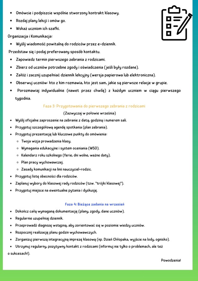 Checklista młodego nauczyciela wychowawcy