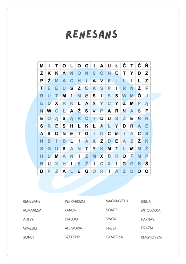 Wykreślanka „Renesans” – zabawa i nauka w jednym!