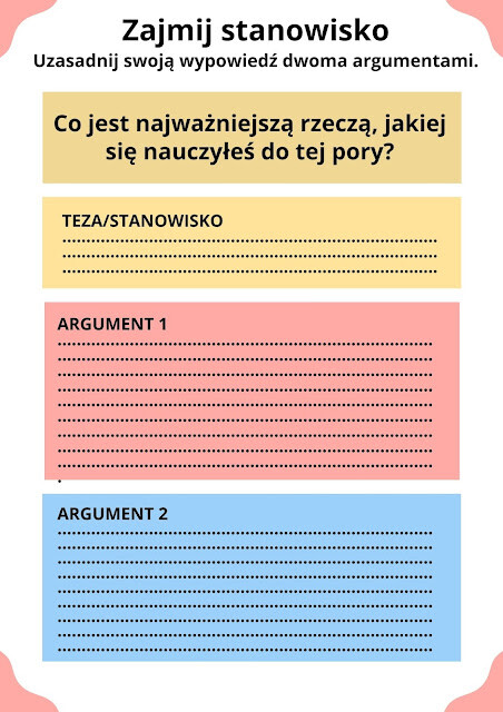 Ćwiczymy argumentowanie- karty z zadaniami na klasowym kursie redagowania wypowiedzi argumentacyjnej. Level 3