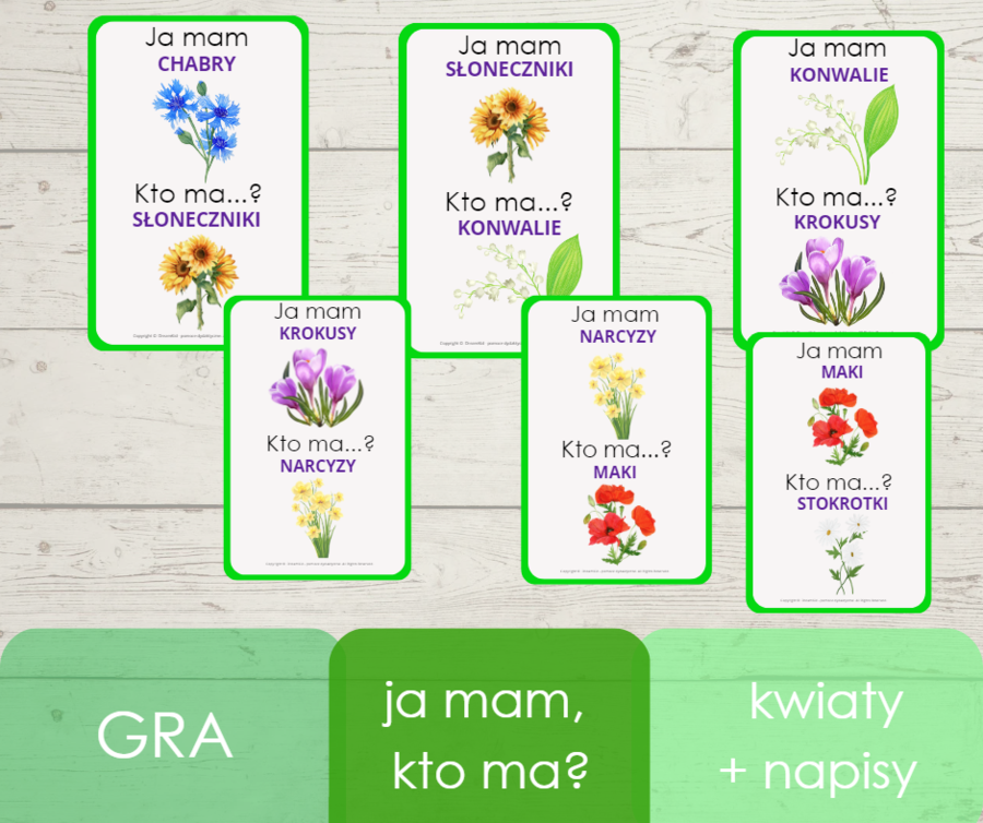 Ja mam, kto ma? - kwiaty z napisami