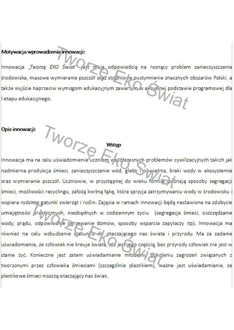 Innowacja pedagogiczna "Tworzę EKO Świat"