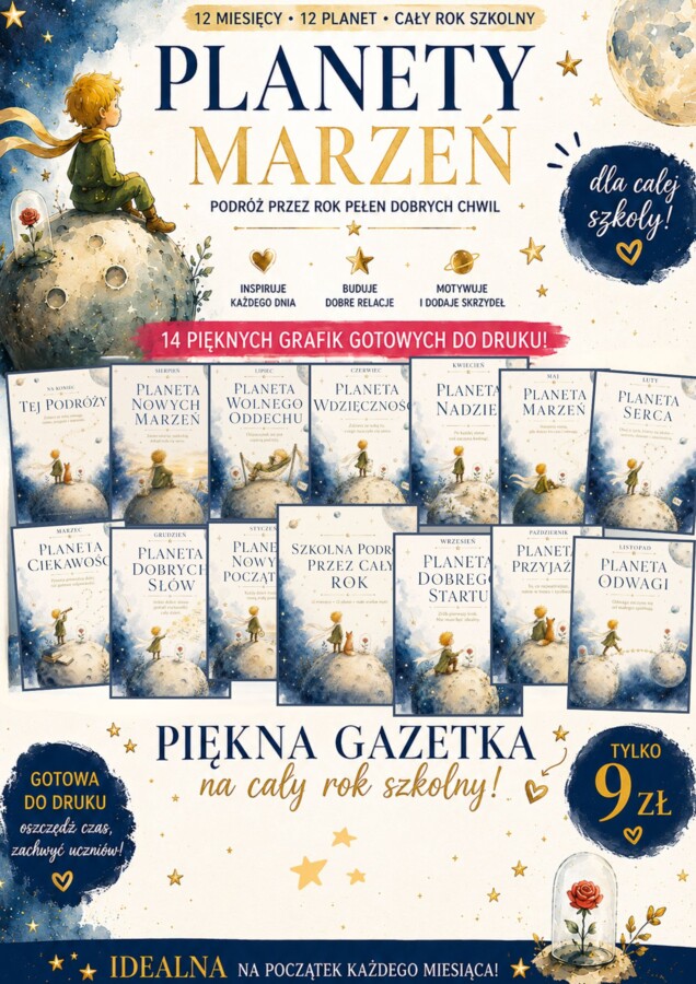 🌙✨ PLANETY MARZEŃ ✨🌙 Piękna gazetka na cały rok szkolny