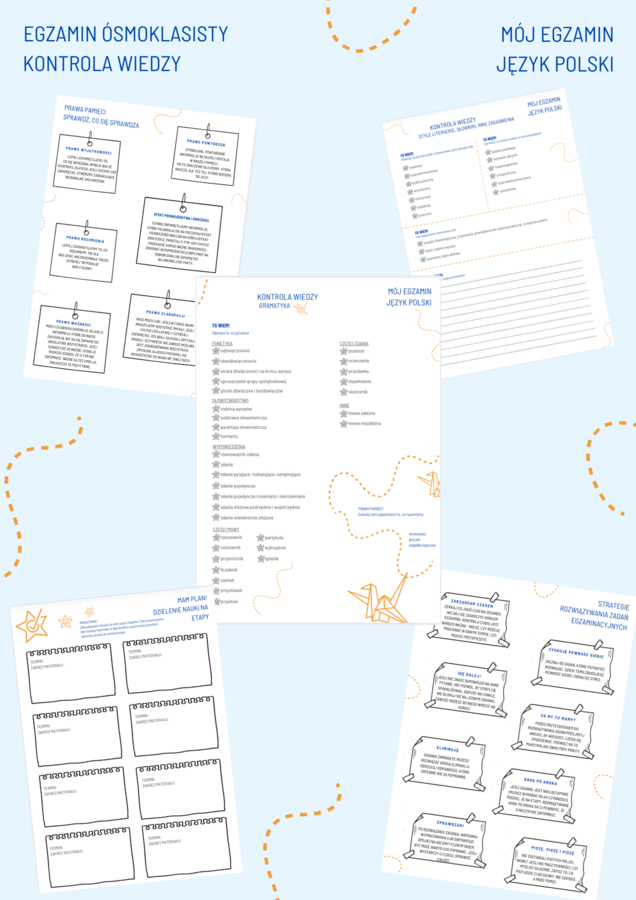 Egzamin ósmoklasisty - kontrola wiedzy, prawa pamięci, planer, strategie egzaminacyjne