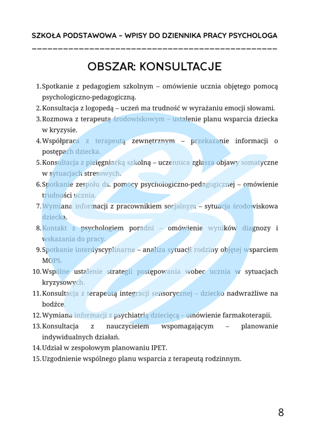 Psycholog w szkole podstawowej – przykładowe wpisy do dziennika