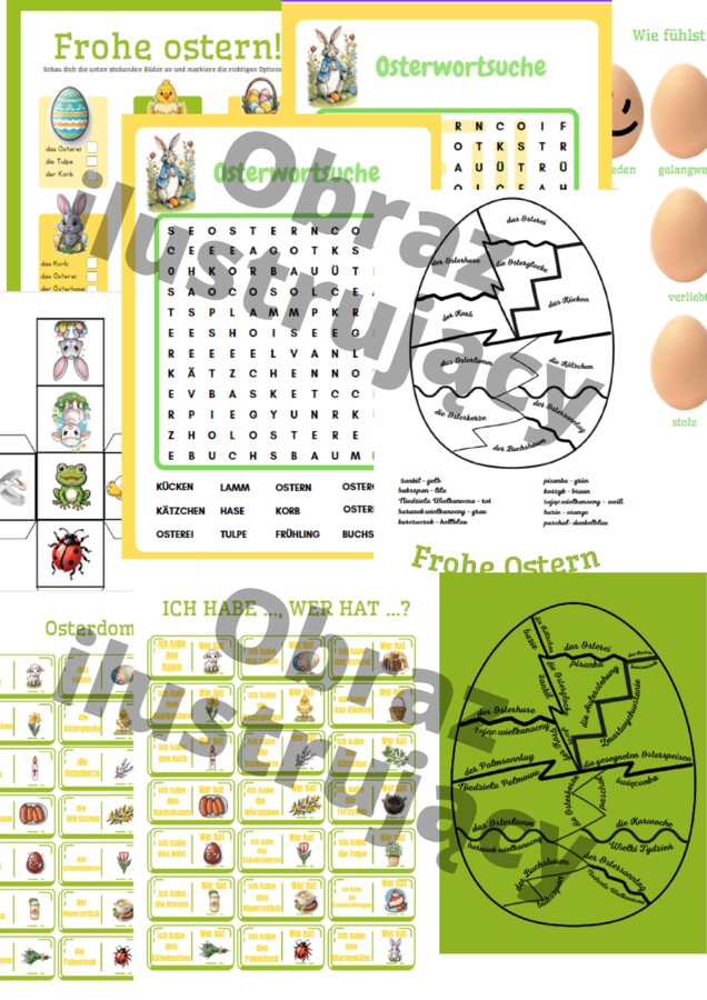 Ostern -🌸🐣 Wielkanocny zestaw gier i kart pracy do niemieckiego! 🐰🌷