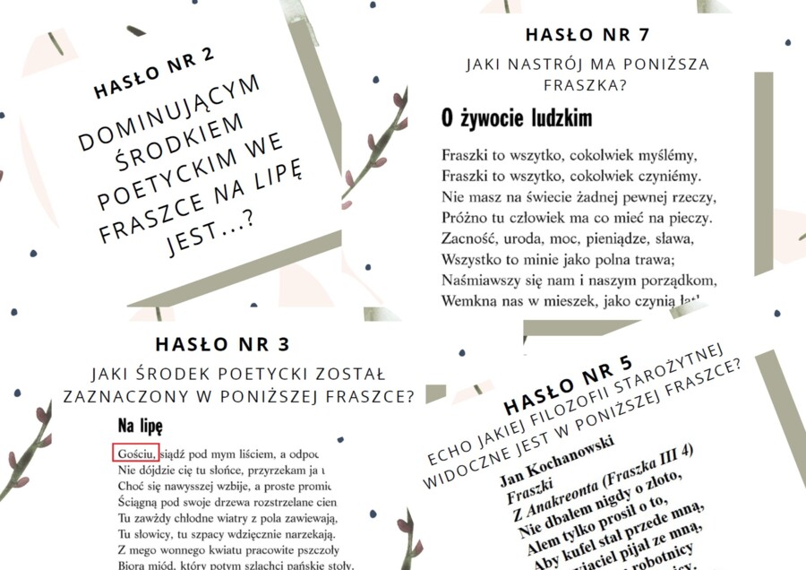 Mała gra terenowa z Janem Kochanowskim i jego fraszkami