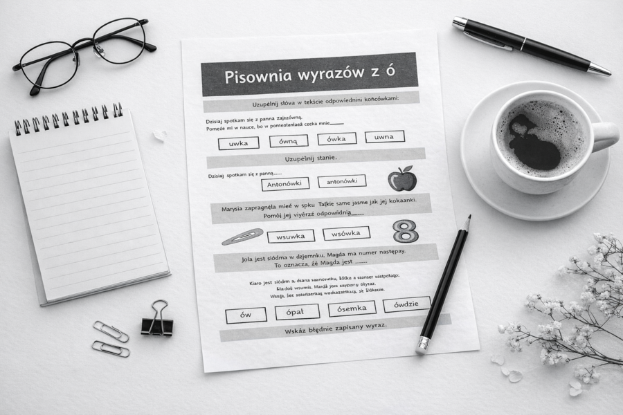 PISOWNIA WYRAZÓW Z "Ó" [Karta pracy, sprawdzian}
