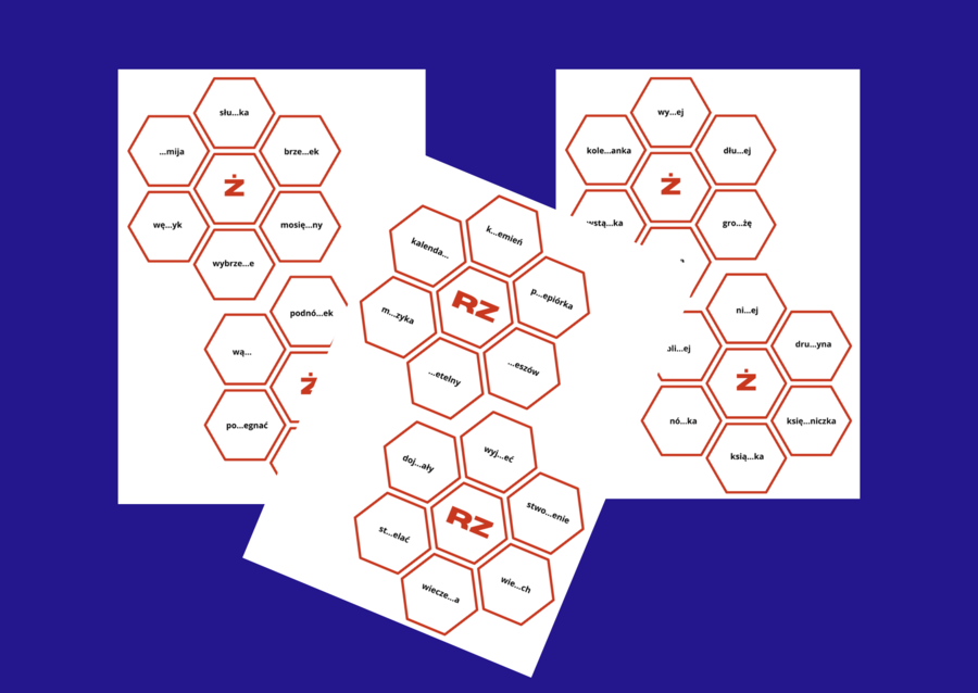 ORTOGRAFIA - heksy - fiszki - wyrazy z "RZ" i "Ż".