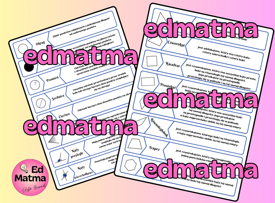 Aktywizująca Geometria: Układanka, Wklejka i Powtórka w jednym! (32 pojęcia)