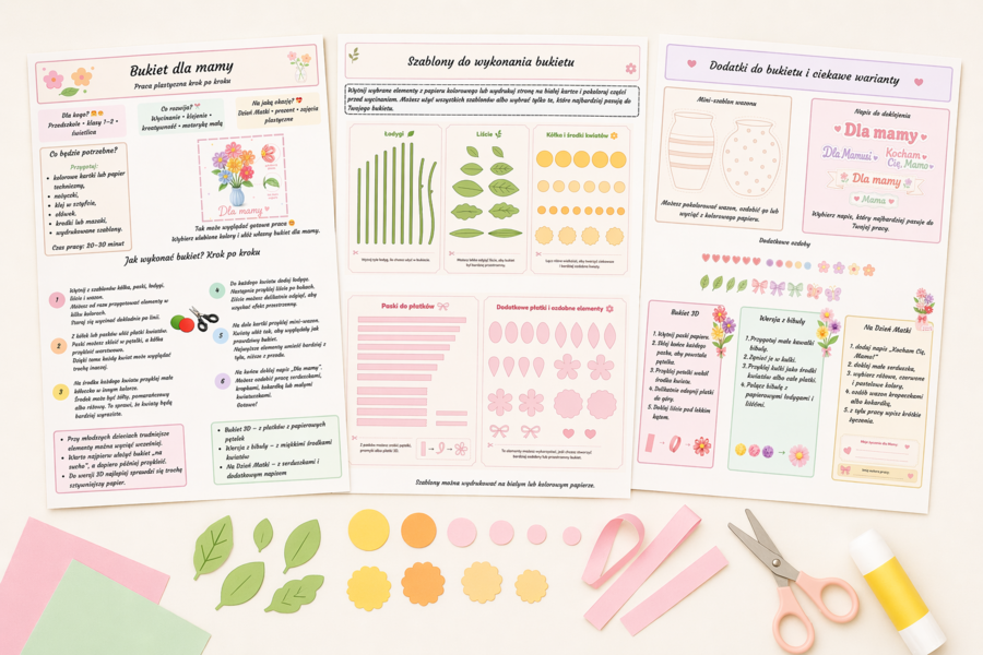 Bukiet dla mamy – praca plastyczna krok po kroku