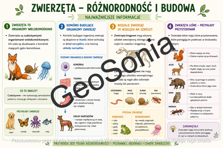 W królestwie zwierząt biologia klasa 6 sketchnotka