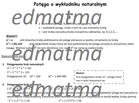 Potęgowanie - teoria