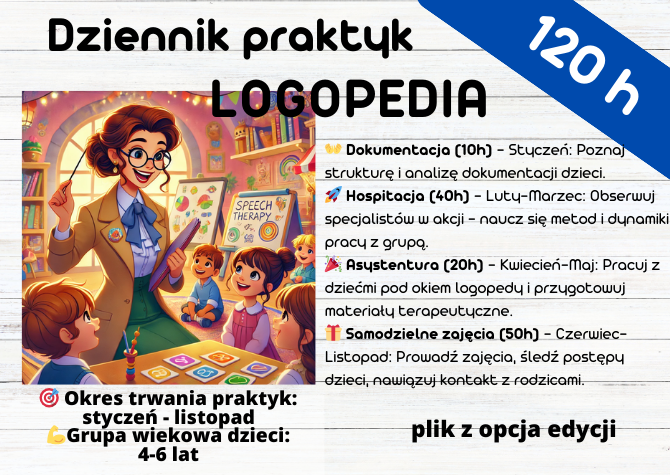Dziennik Praktyk Logopedycznych –120 h - Przedszkole