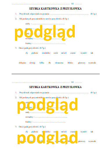 Przysłówek - szybka kartkówka