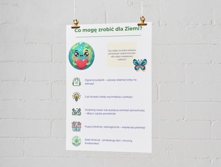 Infografiki. Jak oszczędzać wodę? Jakie odpady podlegają recyklingowi? Co można zrobić dla Ziemi?