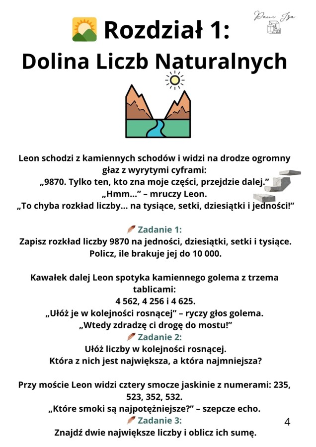Liczby i Działania Klasa 5: Powtórzenie w formie storytellingu, " Matematyczna wyprawa po Krainie Liczb"