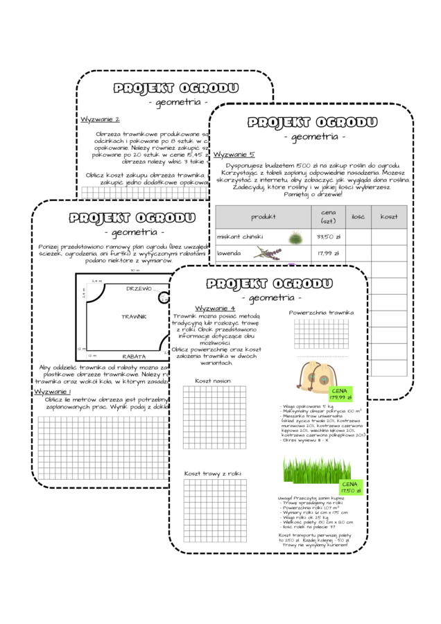 Projekt edukacyjny – klasa 6, 7, 8. Innowacja pedagogiczna. Obliczenia praktyczne. Projekt ogrodu. Geometria