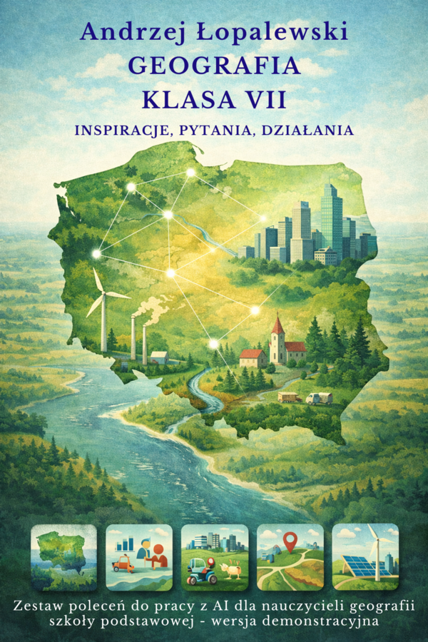 Geografia – klasa VII. Inspiracje, pytania, działania. Zestaw poleceń do pracy z AI dla nauczycieli geografii _wersja demo