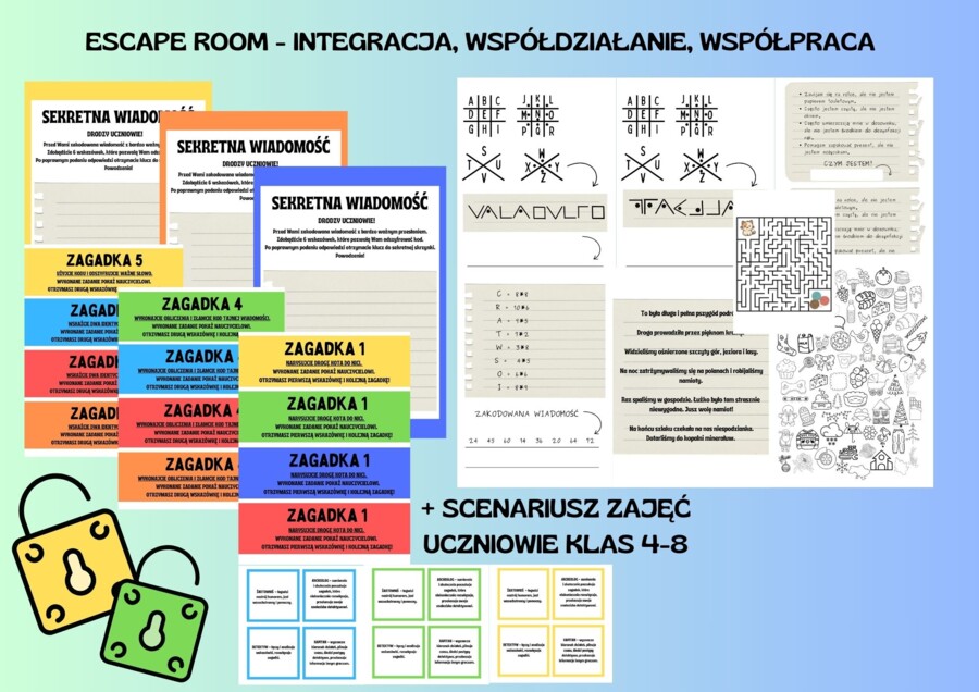 ESCAPE ROOM - integracja, współdziałanie i współpraca - zajęcia wychowawcze skierowane do uczniów klas 4-8