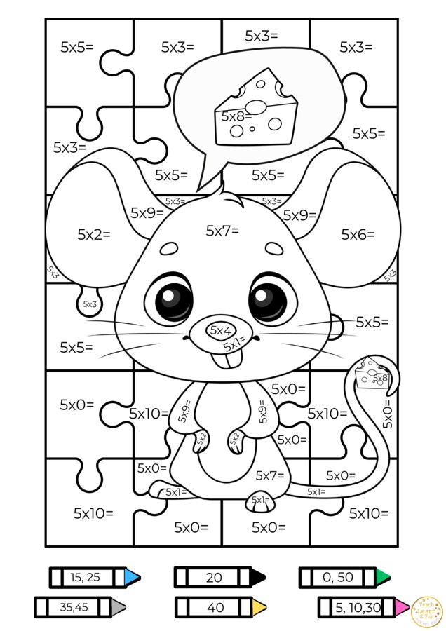 Kolorowa Matematyka – Mnożenie x5 z MySz(k)ą!🐭🎨