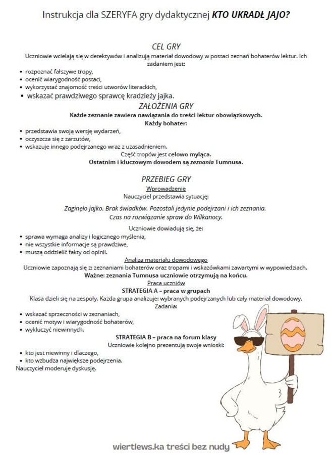 KTO UKRADŁ JAJO? - gra dyaktyczna