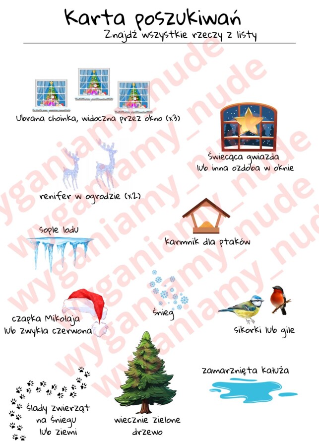 Świąteczna karta poszukiwań (zima)