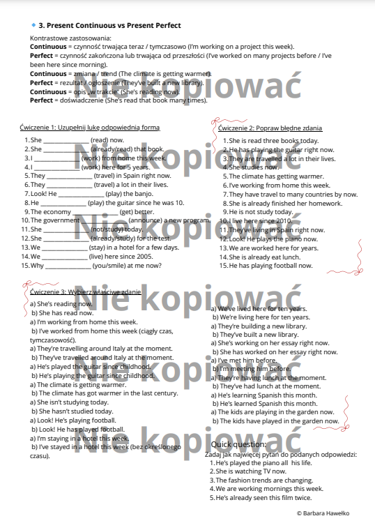 Master the Tenses - Present Simple, Continuous i Perfect w zestawieniu B1/B2