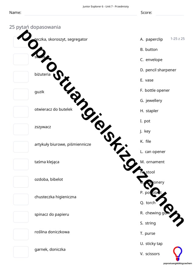 Junior Explorer 6 – Unit 7 – testy