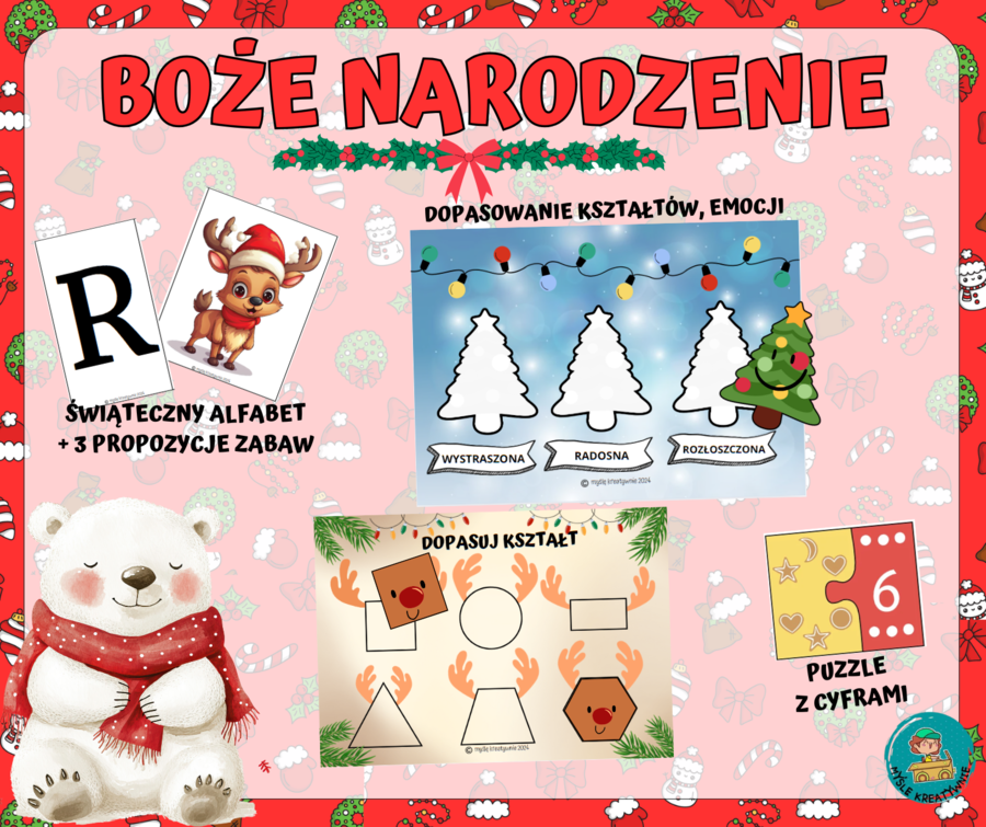 BOŻE NARODZENIE- ŚWIĄTECZNY ZESTAW - PLANSZE i ZABAWY