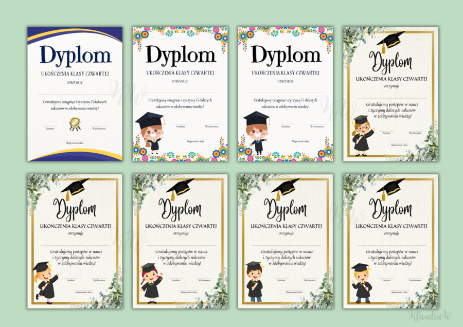 Dyplomy Ukończenia Klasy Czwartej - zestaw