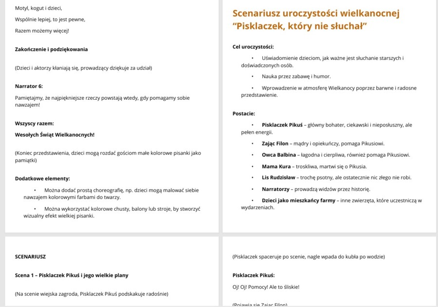 Zabawne scenariusze uroczystości wielkanocnej