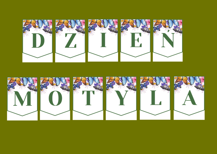 DZIEŃ MOTYLA – girlanda – napis – gazetka – wersja 1