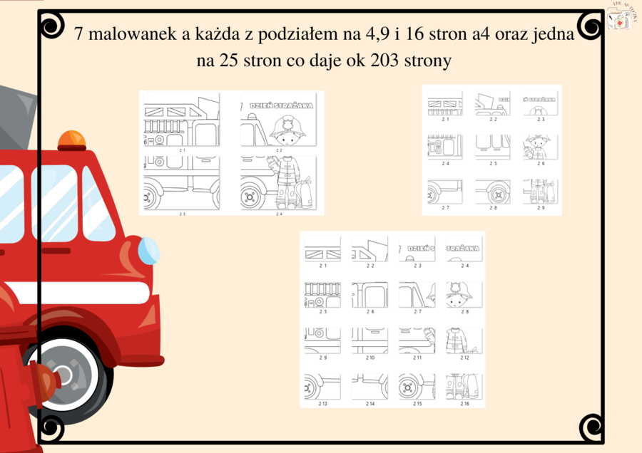Dzień strażaka - 2 wersje kolor i czarno biała